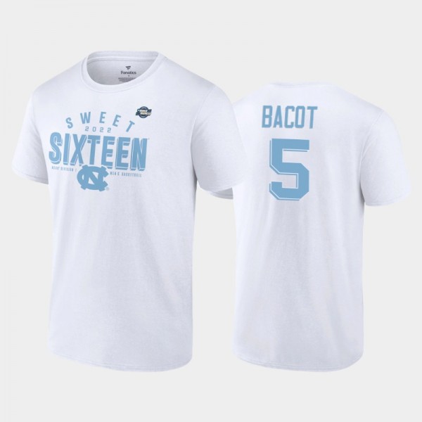 UNC College Basketball Armando Bacot #5 2022 NCAA Men's Basketball Tournament March Madness Sweet Sixteen Jumpball White T-Shirt
