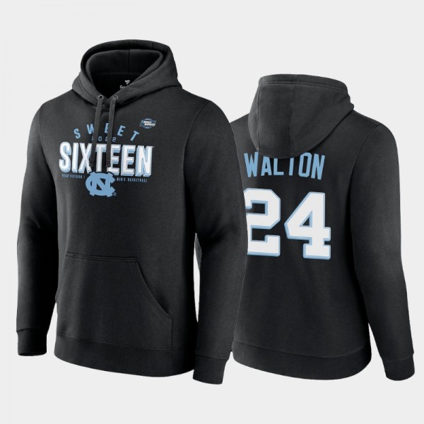 UNC Tar Heels #24 Kerwin Walton 2022 NCAA Men's Basketball Tournament March Madness Sweet Sixteen Jumpball Black Hoodie