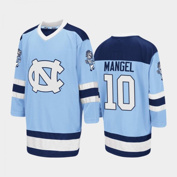 North Carolina Tar Heels College Hockey #10 Zach Mangel Blue Embroidery Stitched Hockey Jersey