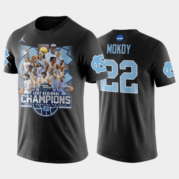 UNC College Basketball Justin McKoy 2022 East Regional Champions Black T-Shirt