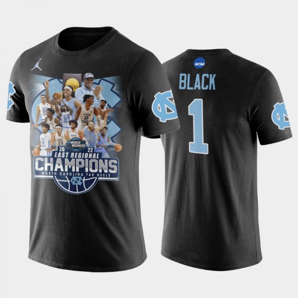 UNC College Basketball Leaky Black 2022 East Regional Champions Black T-Shirt