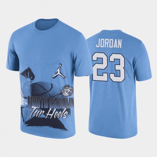 College Basketball UNC Tar Heels Michael Jordan #23 90s Hoop Max Blue T-Shirt