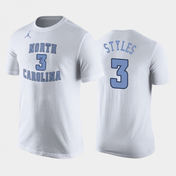 North Carolina Tar Heels College Basketball Dontrez Styles #3 Replica Future Star White T-Shirt