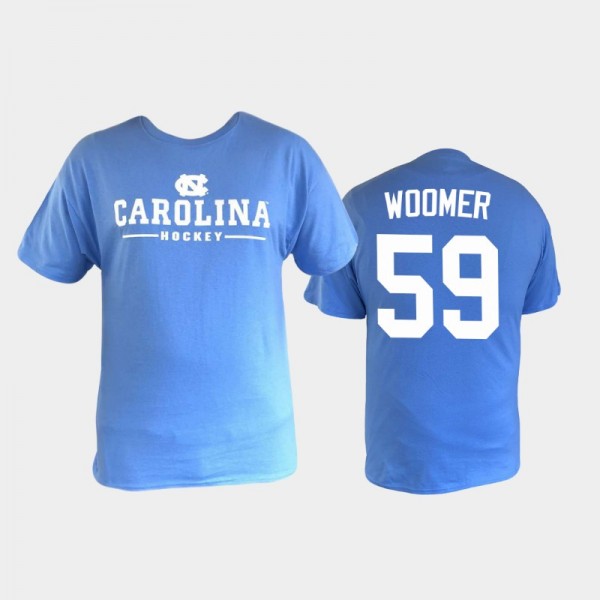 College Hockey UNC Tar Heels Craig Woomer #59 Performance Blue T-shirt