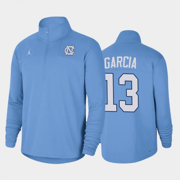 College Basketball North Carolina Tar Heels Dawson Garcia #13 Half-zip Blue Jacket