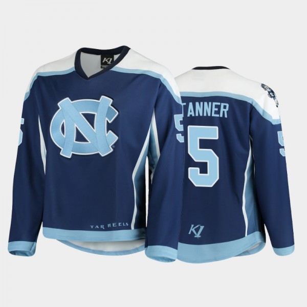 North Carolina Tar Heels College Hockey #5 Carter Tanner Navy Replica Hockey Jersey