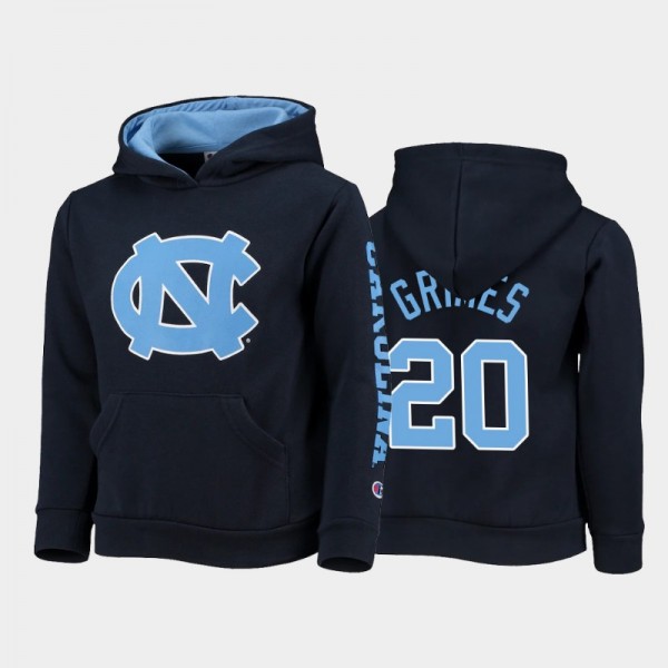 Youth UNC Tar Heels College Football #20 Tony Grimes Field Day 2-Hit Pullover Navy Hoodie