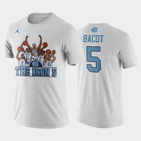 Men's North Carolina Tar Heels College Basketball Armando Bacot #5 White Iron 5 T-Shirt