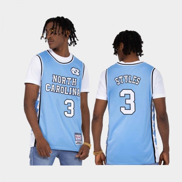North Carolina Tar Heels Men's Basketball Dontrez Styles #3 Blue Alternate Jersey