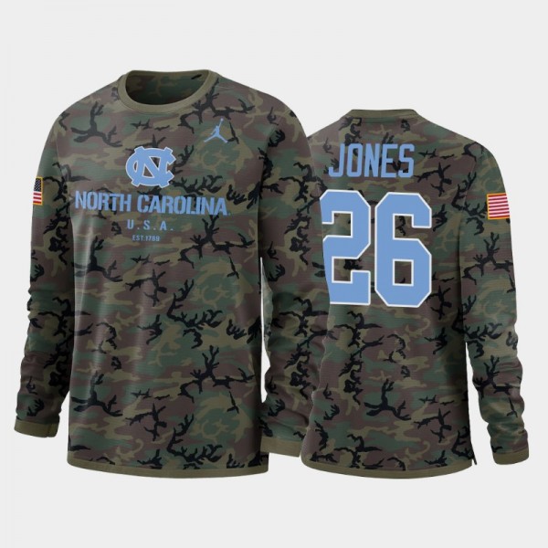 North Carolina Tar Heels College Football D.J. Jones #26 Camo Performance Long Sleeve T-Shirt