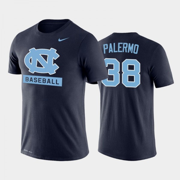 North Carolina Tar Heels College Baseball #38 Davis Palermo Navy Legend T-shirt