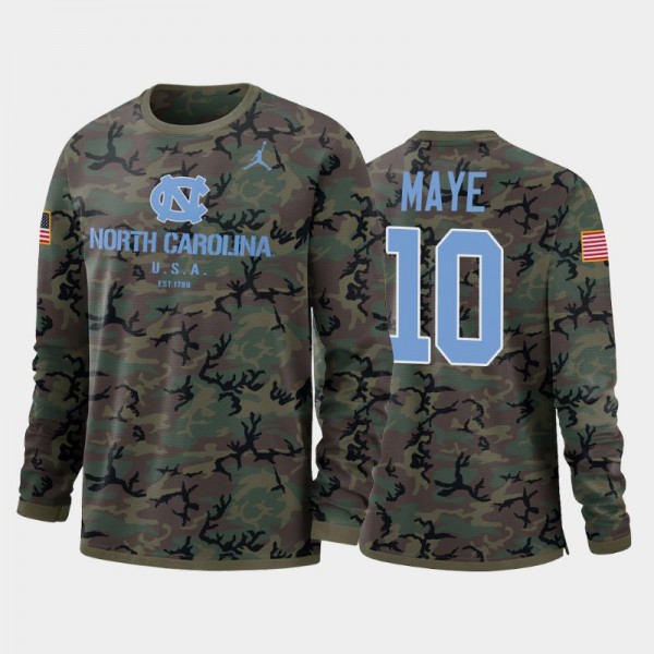 North Carolina Tar Heels College Football Drake Maye #10 Camo Performance Long Sleeve T-Shirt