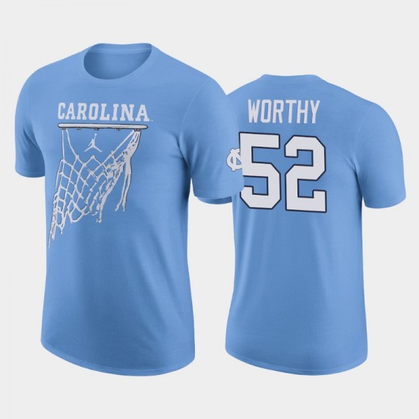 North Carolina Tar Heels College Basketball James Worthy #52 Blue Icon T-Shirt