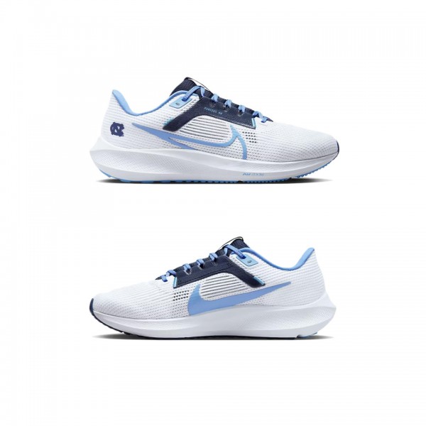 North Carolina Tar Heels Nike Unisex Zoom Pegasus 40 Running Shoes White