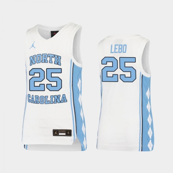 Youth North Carolina Tar Heels College Basketball #25 Creighton Lebo White Replica Jersey