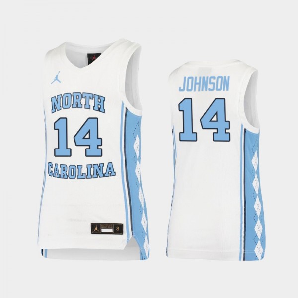 Youth North Carolina Tar Heels College Basketball #14 Puff Johnson White Replica Jersey