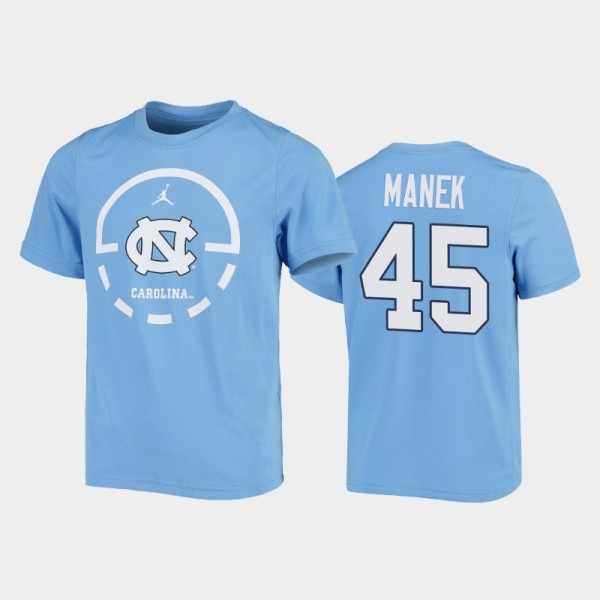 Youth North Carolina Tar Heels Brady Manek #45 Performance Blue T-Shirt