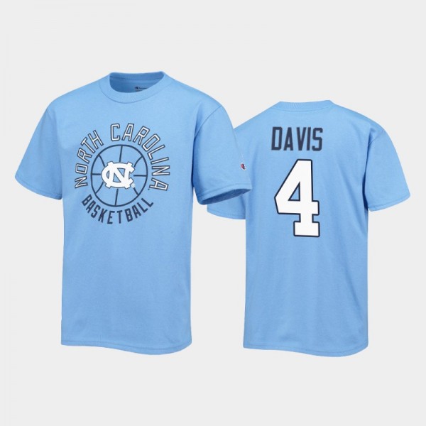 Youth North Carolina Tar Heels RJ Davis #4 Basketball Blue T-Shirt