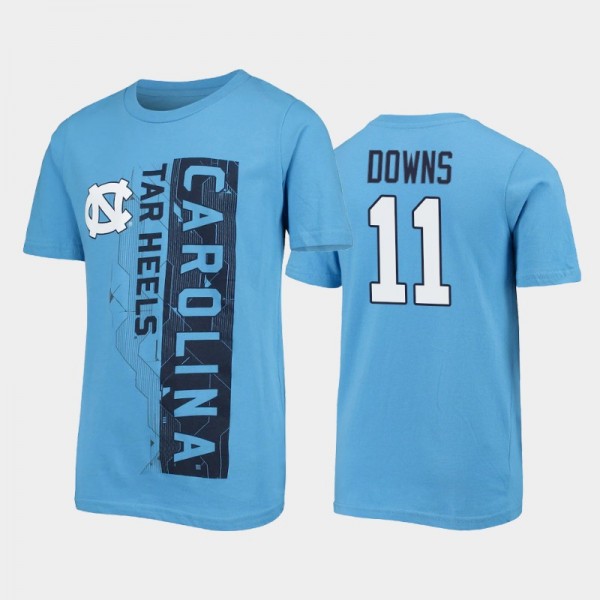 Youth North Carolina Tar Heels College Football Josh Downs Challenger Blue T-Shirt